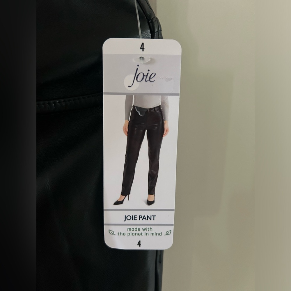 Joie Black Faux Leather Pants Womens 4 NWT - Picture 4 of 11